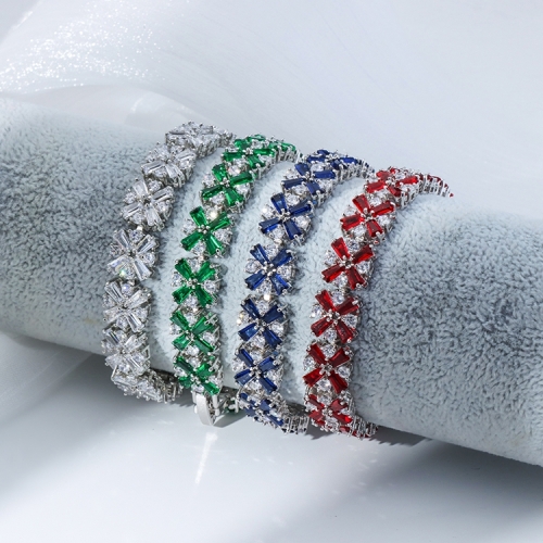 Exquisite Luxury Brass Zircon Diamond Stone Charm Tennis Chain Bracelet Kit for Gift