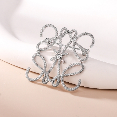 Fashion Rhinestone Jewelry Linked Zircon Lapel Brooch Pin Wedding Large Brooches For Women