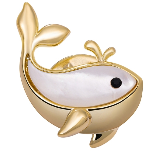 New Design Fine Jewelry Women's Gold Plated Material Whale Brooch Pin