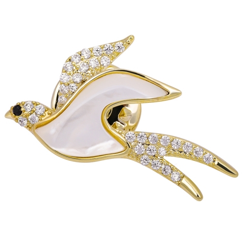 High-quality Gold Plated jewelry Pigeon Crystal Cute Animal Shape Chest Scarf Clip Brooch for Women Girls