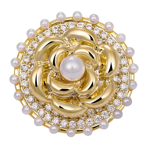 High Quality Copper Brooch Fashion Pin Jewelry Pearl Zircon Flower Brooch Pin For Women