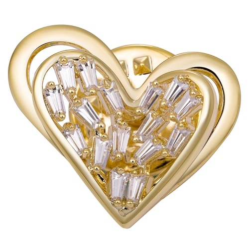 Women Heart Shape Brooch Brass CZ Cubic Zircon for Clothing Decoration Brooch