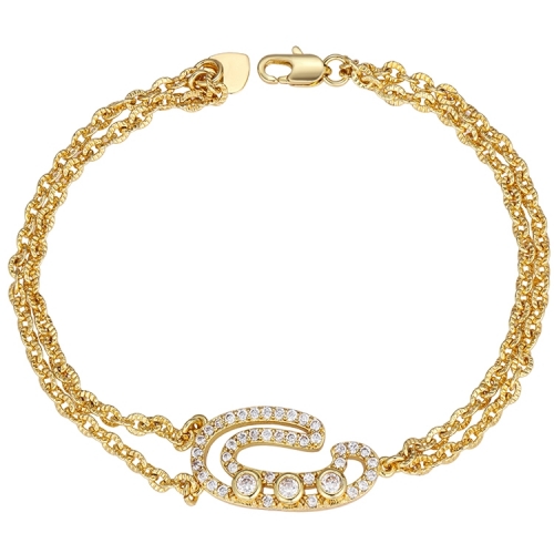 Brass Bracelet Double Chain with Zircon Accessories Charm Bracelet/Bangles Vendor for Women