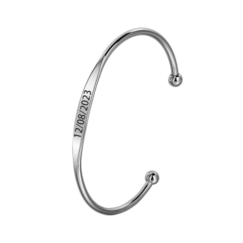 Stainless Steel Engraved Bracelets Men Women Charm Cuff Bracelets with Words