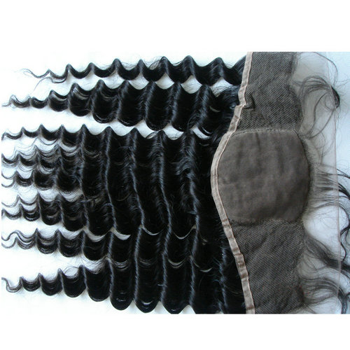 Deep Wave Virgin Human Hair Silk Lace Frontal 13x4 Hair Frontal Closure With 4X4 Silk Top
