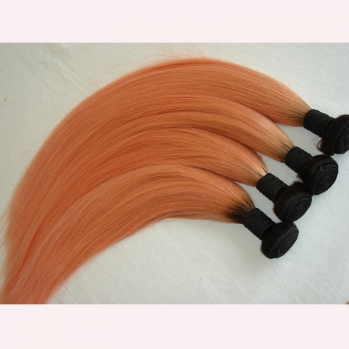 3PCS Lot ombre Hair Bundles 1b/Pink Hair Weaving Pink Hair With Dark Root Human Hair Extensions