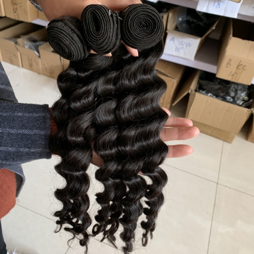 Loose Deep Wave Hair Bundles 3PCS Lot Human Hair Wavy Hair Weaving Extensions