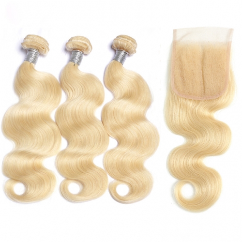 Charming Hair 613 Human Hair Bundles Blonde Bundles With 5x5 Closure Body Wave Hair With Lace Closure 4pcs/Lot  Blonde Hair With Closures