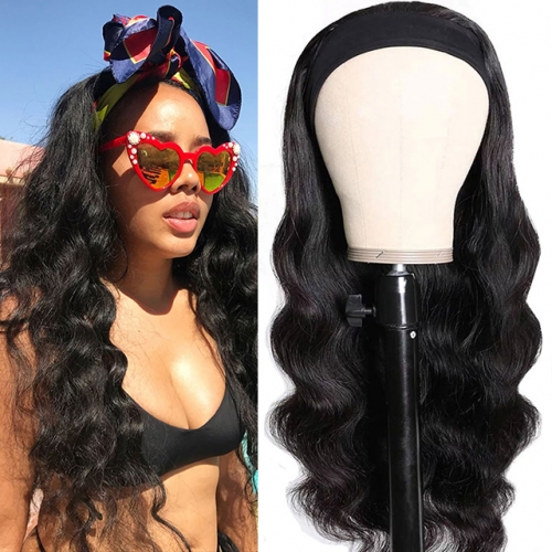 Brazilian Body Wave Headband Wig 10"-30" Glueless Human Hair Wigs with Headband For Black Women Remy Hair Headband Scarf Wig