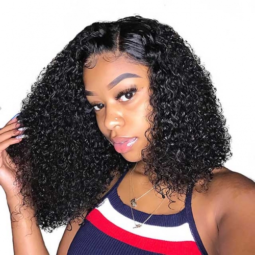Curly Closure Wig Remy Human Hair 4x4 Closure Wig Pre Plucked Lace Wig For Black Woman Curly Cut Bob Wig Bob Hairstyle