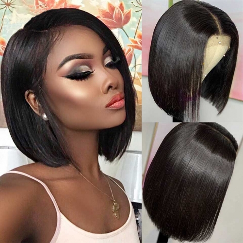 Straight Bob Wig Lace Front Wig With Baby Hair For Black Women Human Hair Blunt Bob Wig