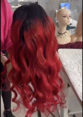Ombre Red Wig Loose Wave Human Hair Wigs Pulcked HairlineTransaprent Lace 6x6 Lace Closure Wig Tone Color Lace Wigs