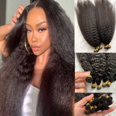 Kinky Straight Hand Tied Hair Bundles Brazilian Human Hair Weft  Hand Tied Hair Extensions Kinky Straight Hair Weave