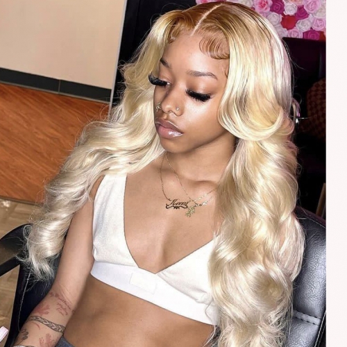 #4/613 Body Wave Lace Front Wig Ombre Human Hair Lace Wigs Pre Plucked Two Tone Color Blonde Wigs With Dark Brown Hair Roots