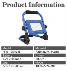 Rechargeable LED Work Light, 800Lm