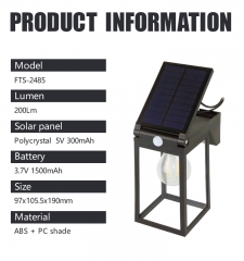 Solar sensing wall lamp, 30/200Lm