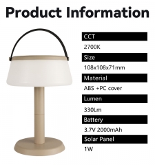 2.2W Solar table lamp, 330Lm