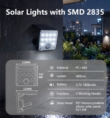 Solar sensing wall lamp, 400Lm
