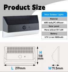 Solar sensing wall lamp, 500Lm