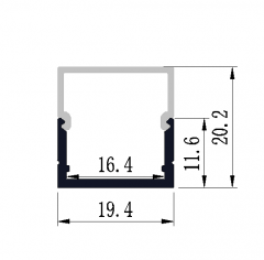 RL-1609 Square surface led aluminium profile for 16.4mm PCB