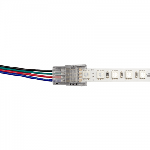 Connector between strip and cable - RGB LED strip - no soldering required