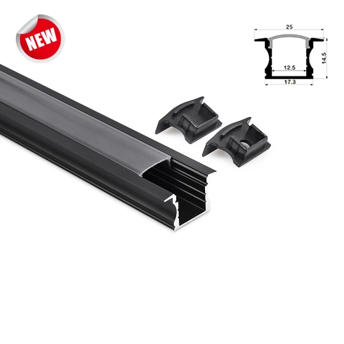 1201-BLK - Deep Black Square Winged Aluminium Profile