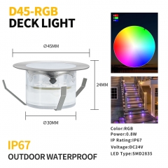 D45-RGB Outdoor 0.8W RGB Waterproof LED Deck Light
