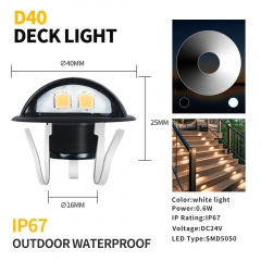 D40 Outdoor 0.6W White Color Waterproof LED Deck Light