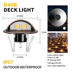 D40B Outdoor 0.6W White Color Waterproof LED Deck Light