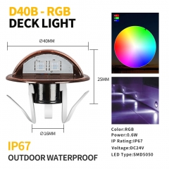 D40B-RGB Outdoor 0.6W RGB Waterproof LED Deck Light