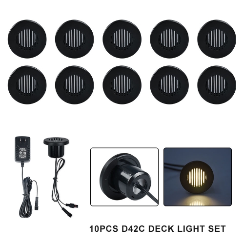 10PCS Warm White D42C Outdoor Waterproof LED Deck Light Kit