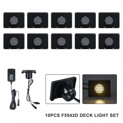 10PCS Warm White F5542D Outdoor Waterproof LED Deck Light Kit