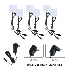 6PCS Warm White D25 Outdoor Waterproof LED Deck Light Kit