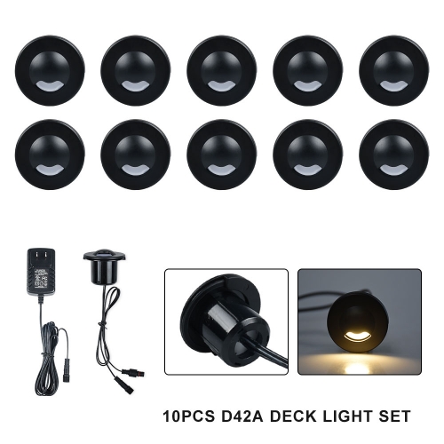 10PCS Warm White D42A Outdoor Waterproof LED Deck Light Kit