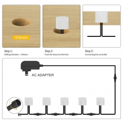 6PCS Warm White D25 Outdoor Waterproof LED Deck Light Kit