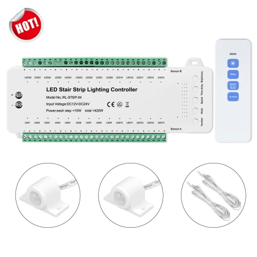 STEP-04 28 Steps LED Stair Lighting Controller with remote