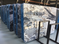 Amazing Milky Dark Blue Marble Big Slab For Artist Design