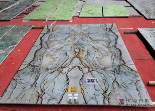 Blue Color Marble Tiles Cutting For Sea Hotel Project