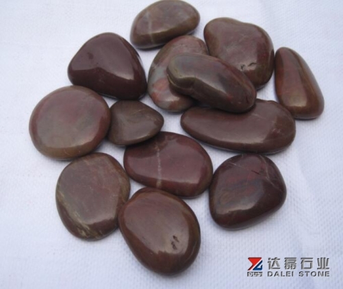 High Polished Red Color Pebble Stone