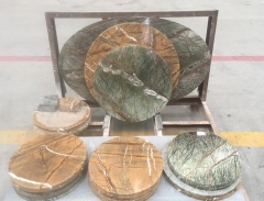 Green And Yellow Granite Table Tops Flat Edge Polished Wholesale Dalei Stone