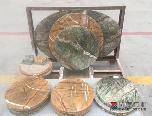 Green And Yellow Granite Table Tops Flat Edge Polished Wholesale Dalei Stone