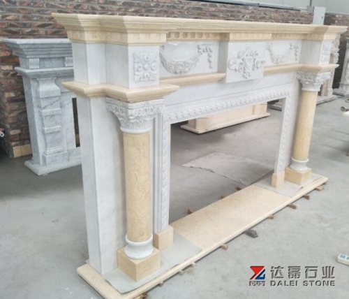 Beige Marble White Marble Mix To The Marble Fireplace