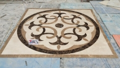 Dark Emperador Marble Tiles Water Jet Pattern and Carving