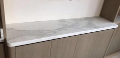 Calacatta White Marble Countertops With Golden Lines and Sinks Cut