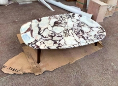 White Brown Bulgari Marble Table Tops Coffee Table