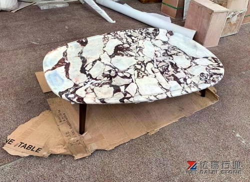 White Brown Bulgari Marble Table Tops Coffee Table