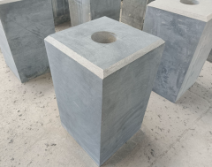 Blue Limestone Flagpole Base Stone With Hole Grinding 500 Degree