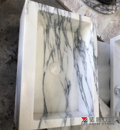 Lilac White Marble Square Basins Marble Sinks