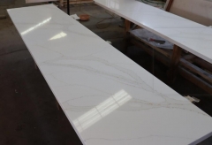 Calacatta White Quartz Slabs Flat Edge Countertops Spalash