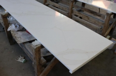 Calacatta White Quartz Slabs Flat Edge Countertops Spalash